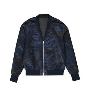 Neil Barrett Blue Bomber Jacket With Ribbed Cuffs - NWT